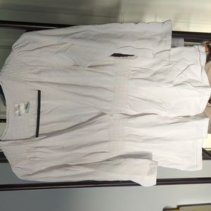 White maternity sweater with 3/4 length sleeves